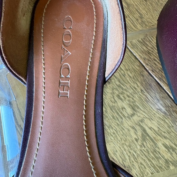 Coach D’Orsay Wine Color Leather Flats Size 8 - Picture 6 of 14